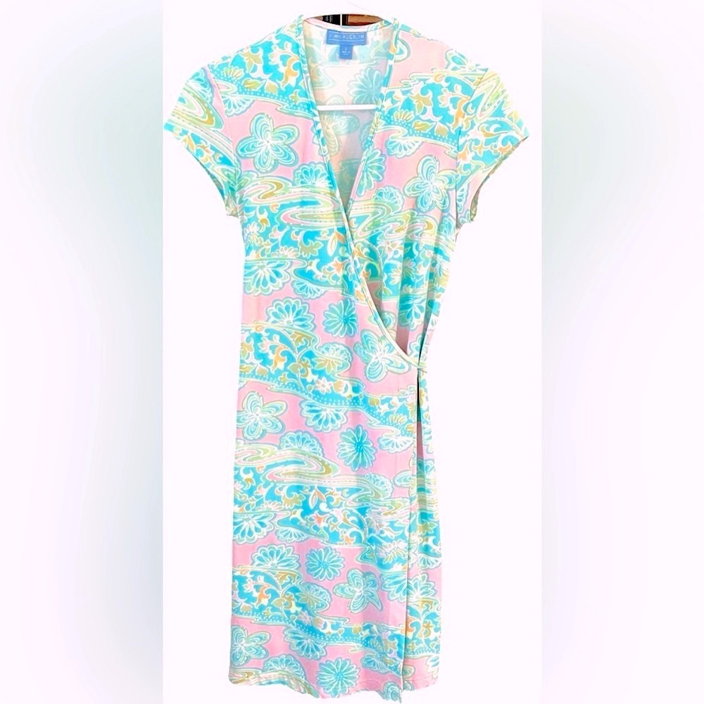 J. McLaughlin Soft Girl Pastel Floral Wrap‎ Dress 🌸 Spring Cottagecore Resort 2